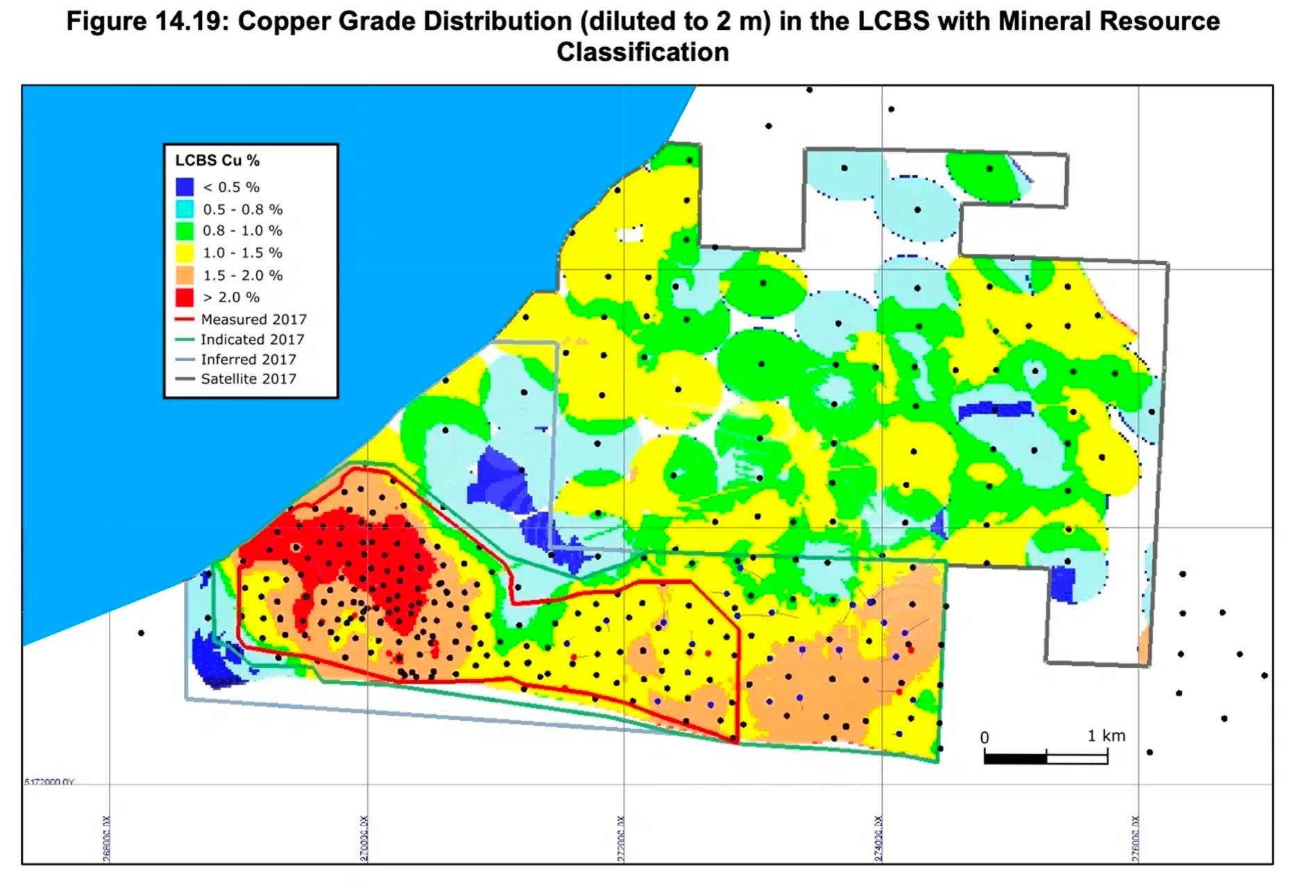 A map of copper grade distribution